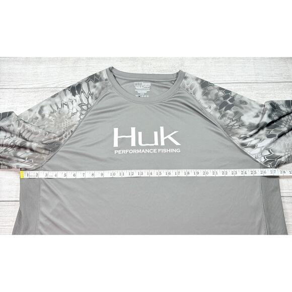 Huk Men's Performance Fishing Kryptek Vented Long Sleeve Charcoal Gray Size 3XL - Picture 3 of 7